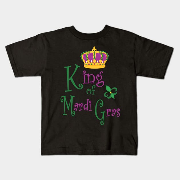 King of Mardi Gras Kids T-Shirt by PeppermintClover